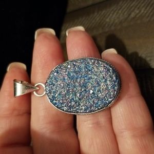 Blue Druzy Pendant -new